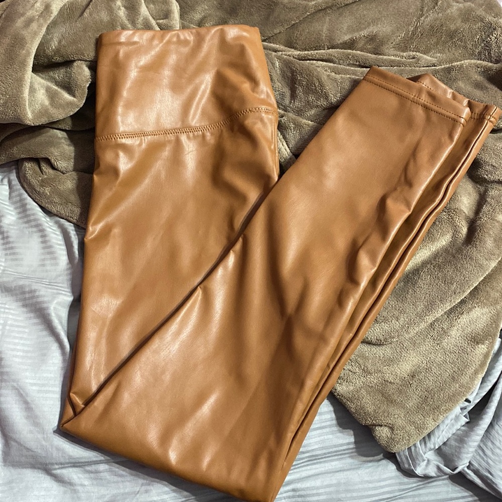 Rachel Zoe tan leather pants